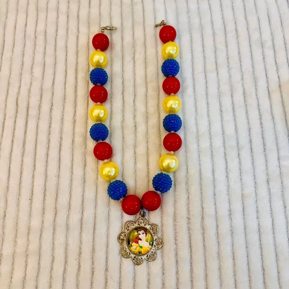 Handmade Princess Snow White Inspired Chunky Bubblegum Bead Necklace